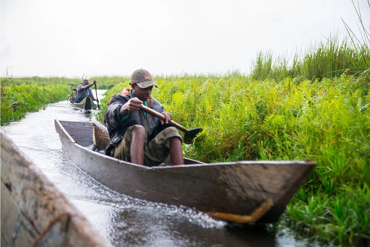 Canoeing in Mabamba Swamp near Entebbe for Shoebill adventure